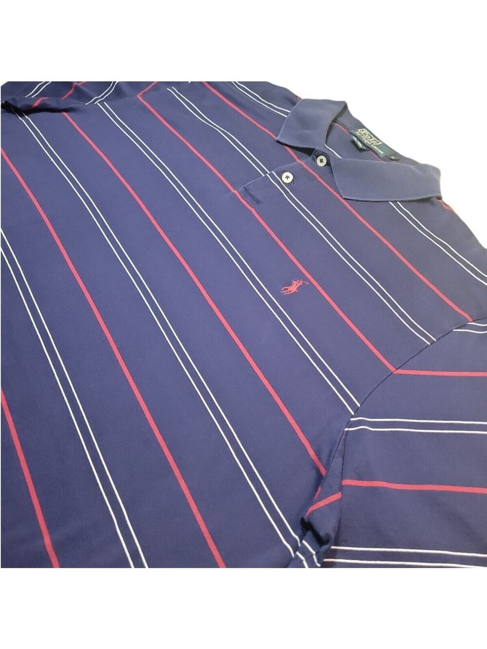 Polo Ralph Lauren Blue Stripe Polo Y2K Preppy Heritage L